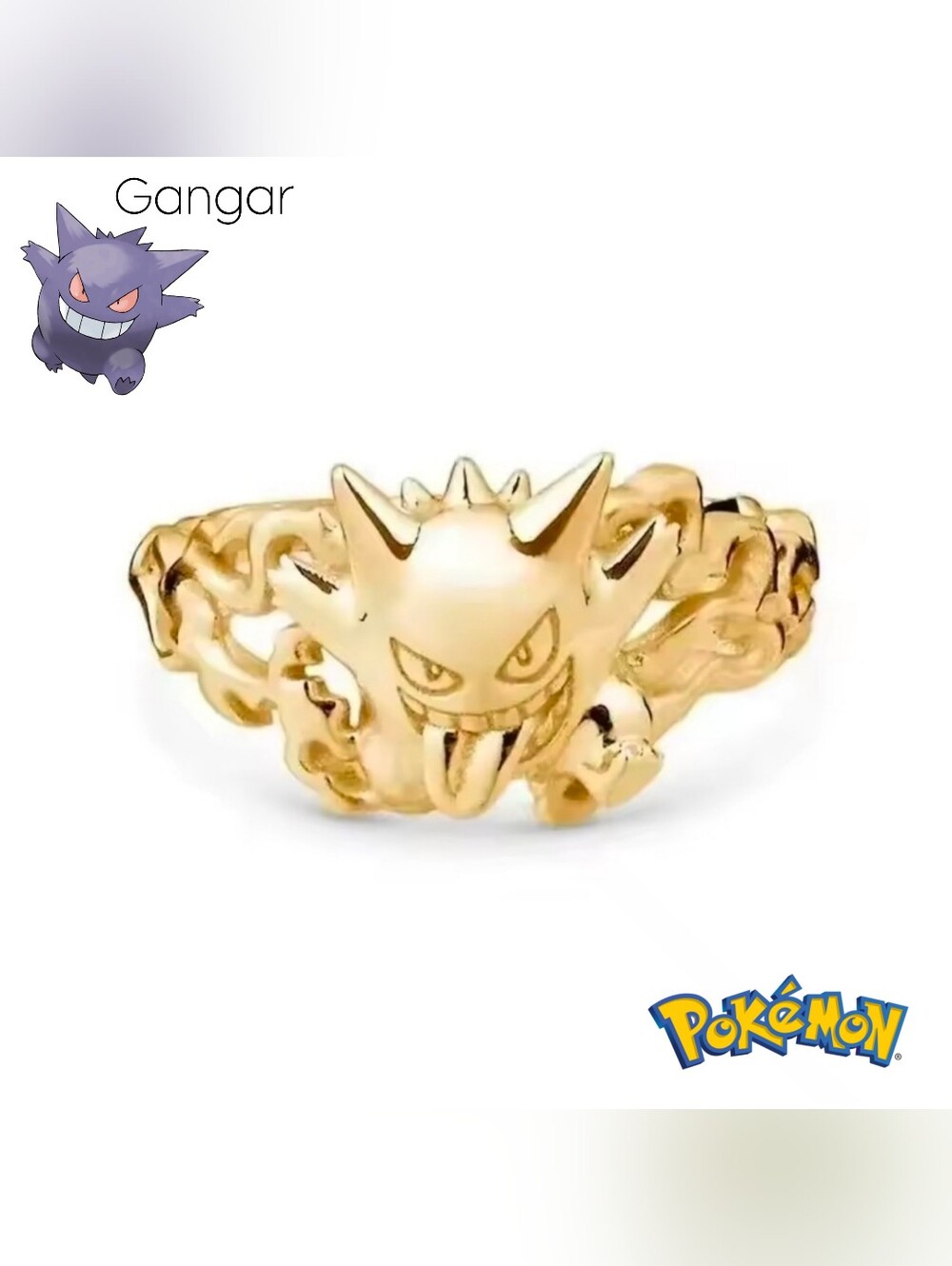 Gangar Silver Adjustable Ring Pokemon